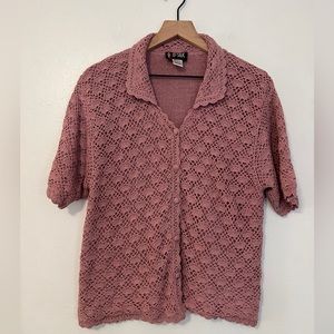 Grandmacore silk crochet top Large